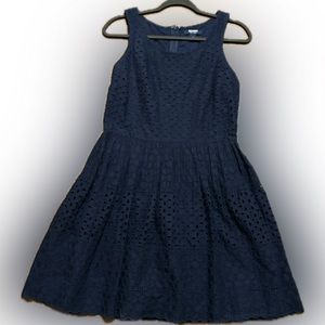 Old Navy navy blue dress with eyelet detail and inner liner.